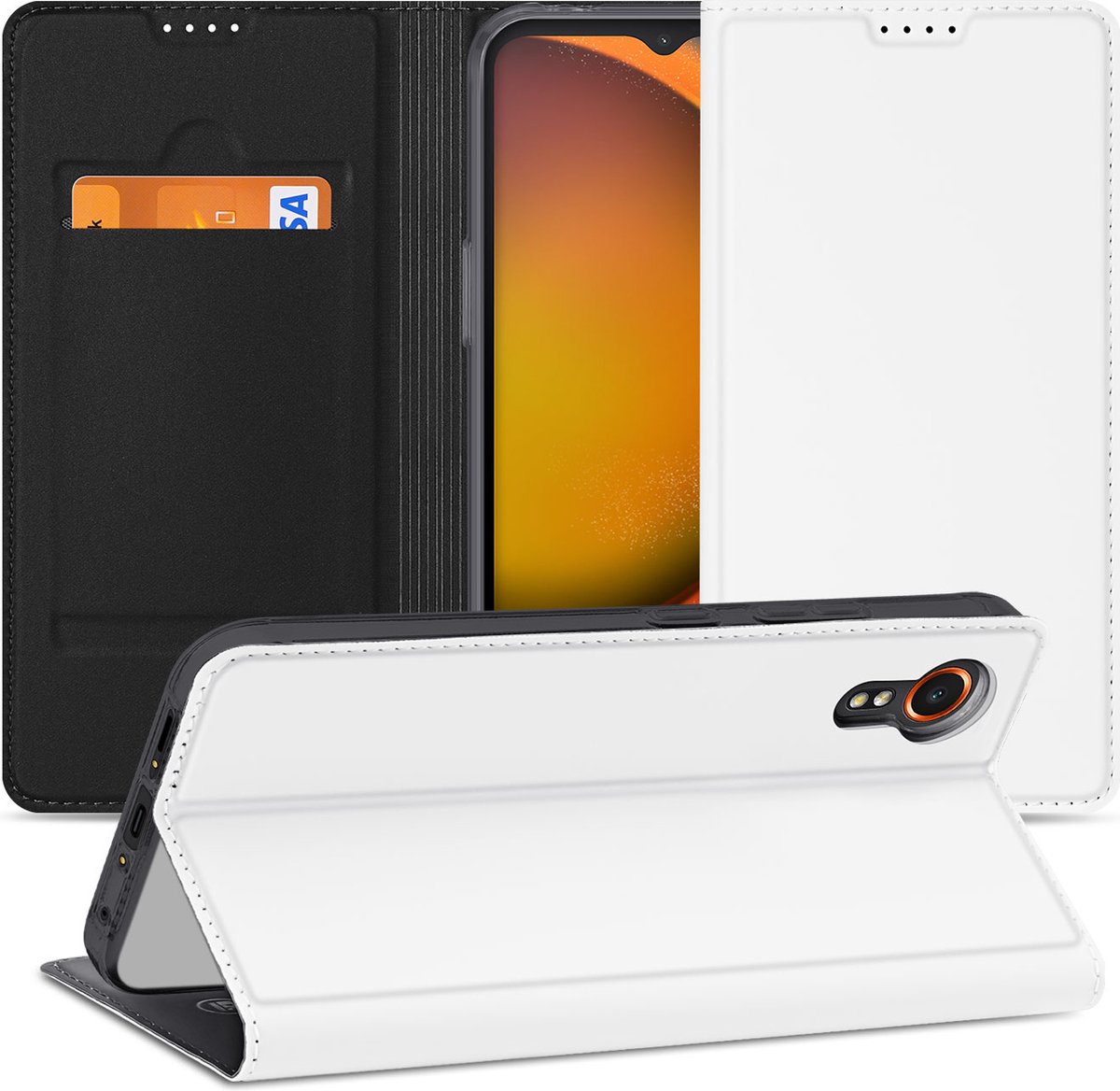 Stand Case Hoesje Samsung Galaxy Xcover 7 Wit met Pashouder