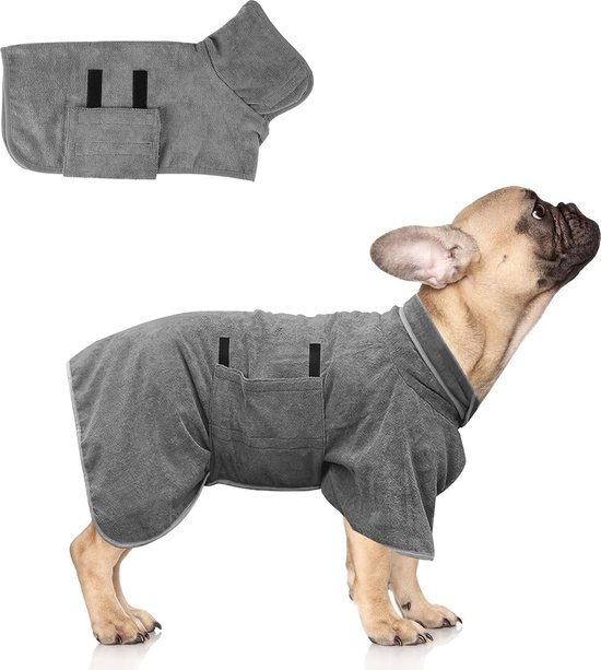 Hondenbadjas - Maat XS - Grijs - Badjas Voor Honden - Honden Badjas