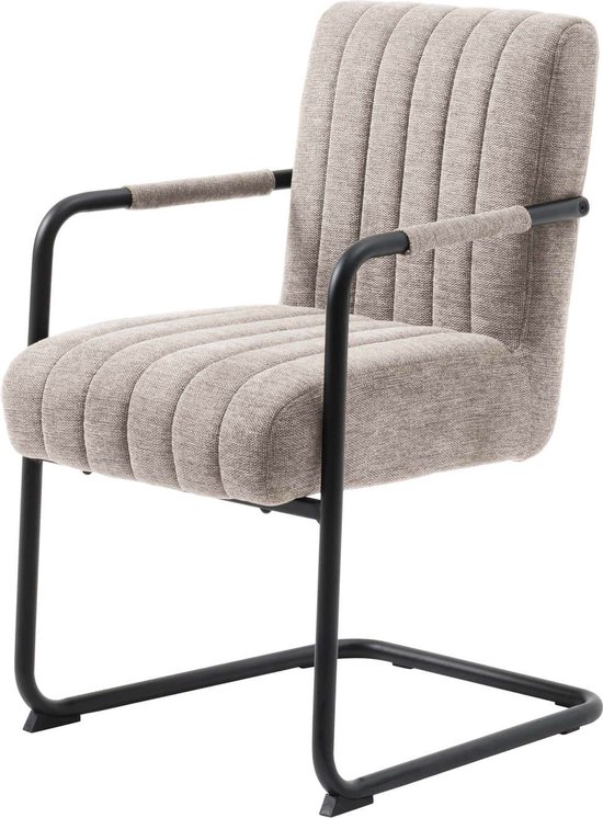 ABC Kantoormeubelen buisframe stoel tryst met zwart frame in stof donkergrijs