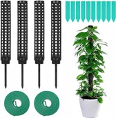 4 stuks kunststof mosstok voor planten Monstera, plantenondersteuning voor kamerplanten, plantensteunstok, plantenstokken voor klimplanten (zwart)