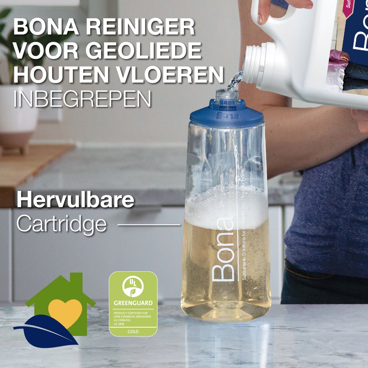Bona Premium Spray Mop - Alles-in-1 Dweilsysteem - Vloerwisser met Spray - Inclusief Geoliede Houten Vloer Reiniger & 2 Microvezel Reinigingspads - Dweil - Streeploos - Sneldrogend thumbnail 3
