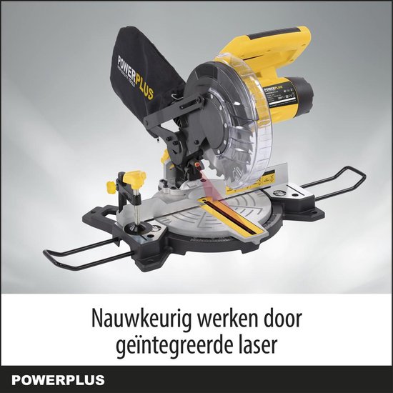 Powerplus elektrische verstekzaag POWX075700 - 1500W zaagmachine, Ø210mm - rechte & versteksneden - laser - met 1 acc.