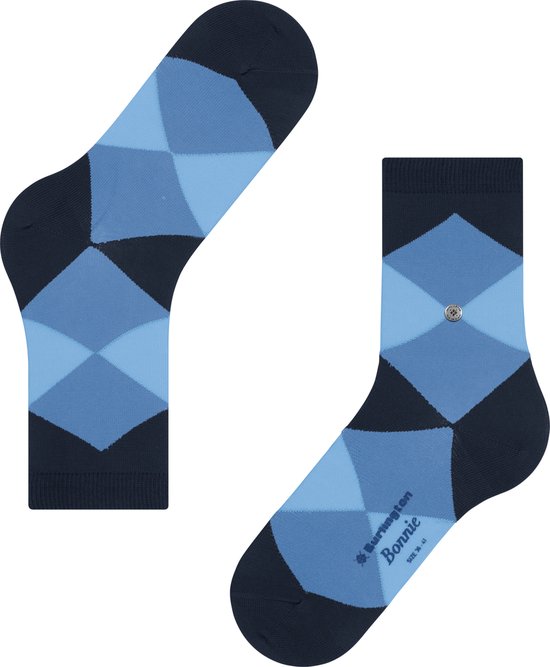 Burlington Bonnie gedessineerd katoen sokken dames blauw - maat 36-41