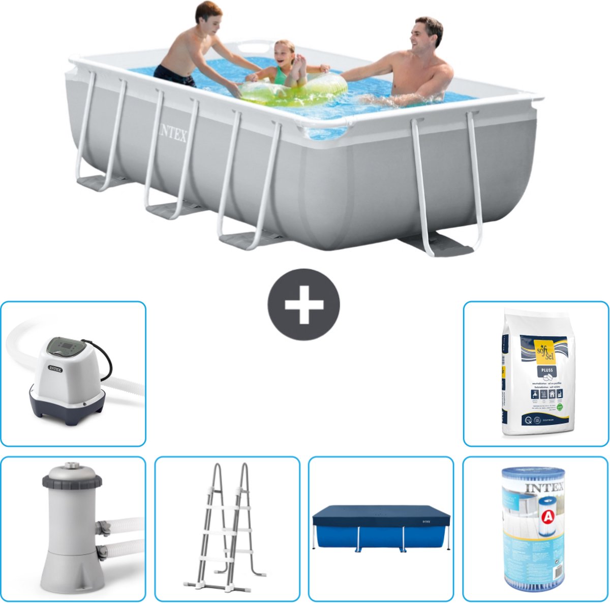 Intex Rechthoekig Prism Frame Zwembad – 300 x 175 x 80 cm – Grijs – Inclusief Pomp – Ladder Afdekzeil – Filter – Zoutwatersysteem – Zwembadzout Intex Rechthoekig Prism Frame Zwembad – 300 x 175 x 80 cm – Grijs – Inclusief Pomp – Ladder Afdekzeil – Filter – Zoutwatersysteem – Zwembadzout
