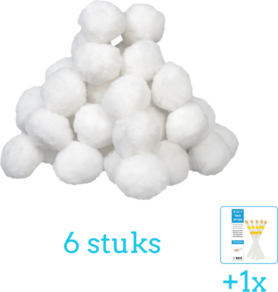 Comfortpool filterbollen 500g 6 stuks Voordeelverpakking Inclusief WAYS Testrips (1 stuks) Geschikt voor Intex en Bestway Zandfilterpomp