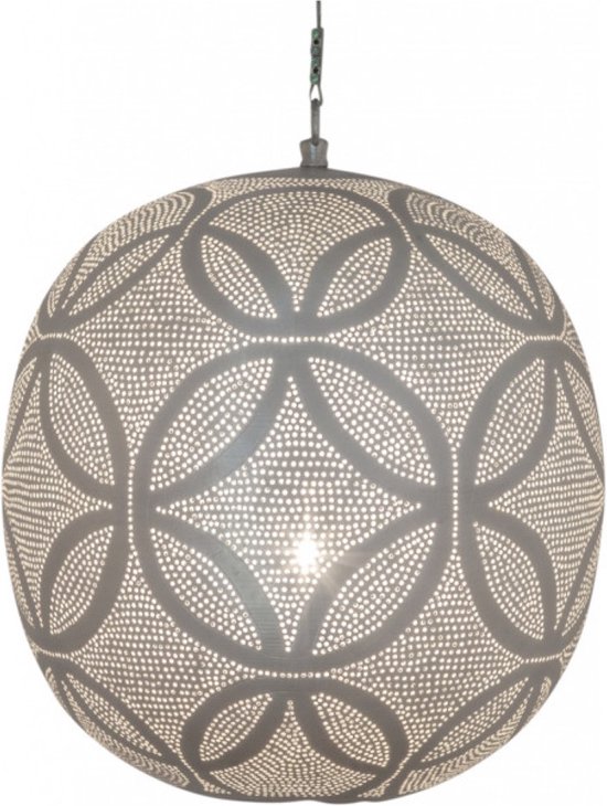 Zenza-Hanglamp-Oosterse Lamp-Ball Circles-M-Zilver