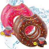 Opblaasbare Bruin + Roze Donut Zwemring Set