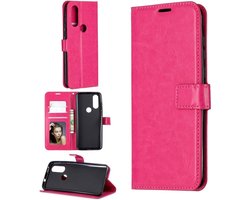 Bookcase Geschikt voor: Motorola Moto G8 Plus - Roze - portemonnee hoesje
