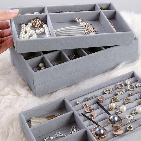 Boîte De Rangement Pour Bagues, Bijoux, 7 Emplacements En Velours Avec