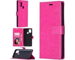 Bookcase Geschikt voor: Samsung Galaxy M31 - Roze - portemonnee hoesje
