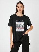 Koton 3SAK50032EK Volwassenen Vrouwen T-shirt Single - Zwart - S