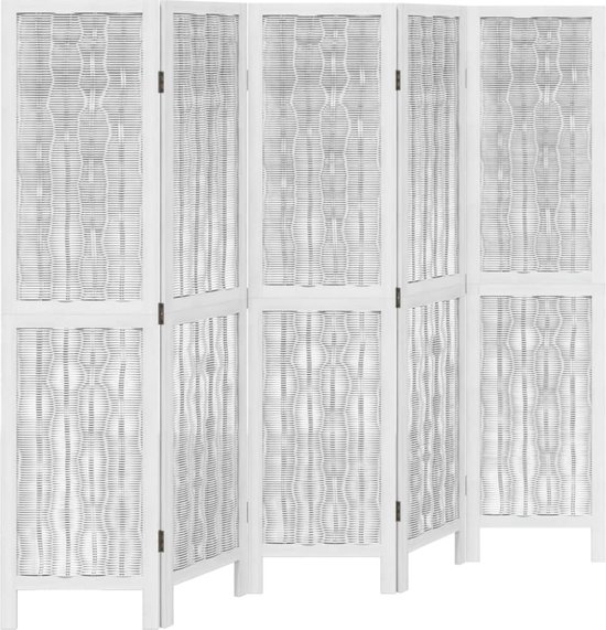 Kamerscherm met 5 panelen 250x220 cm stof wit