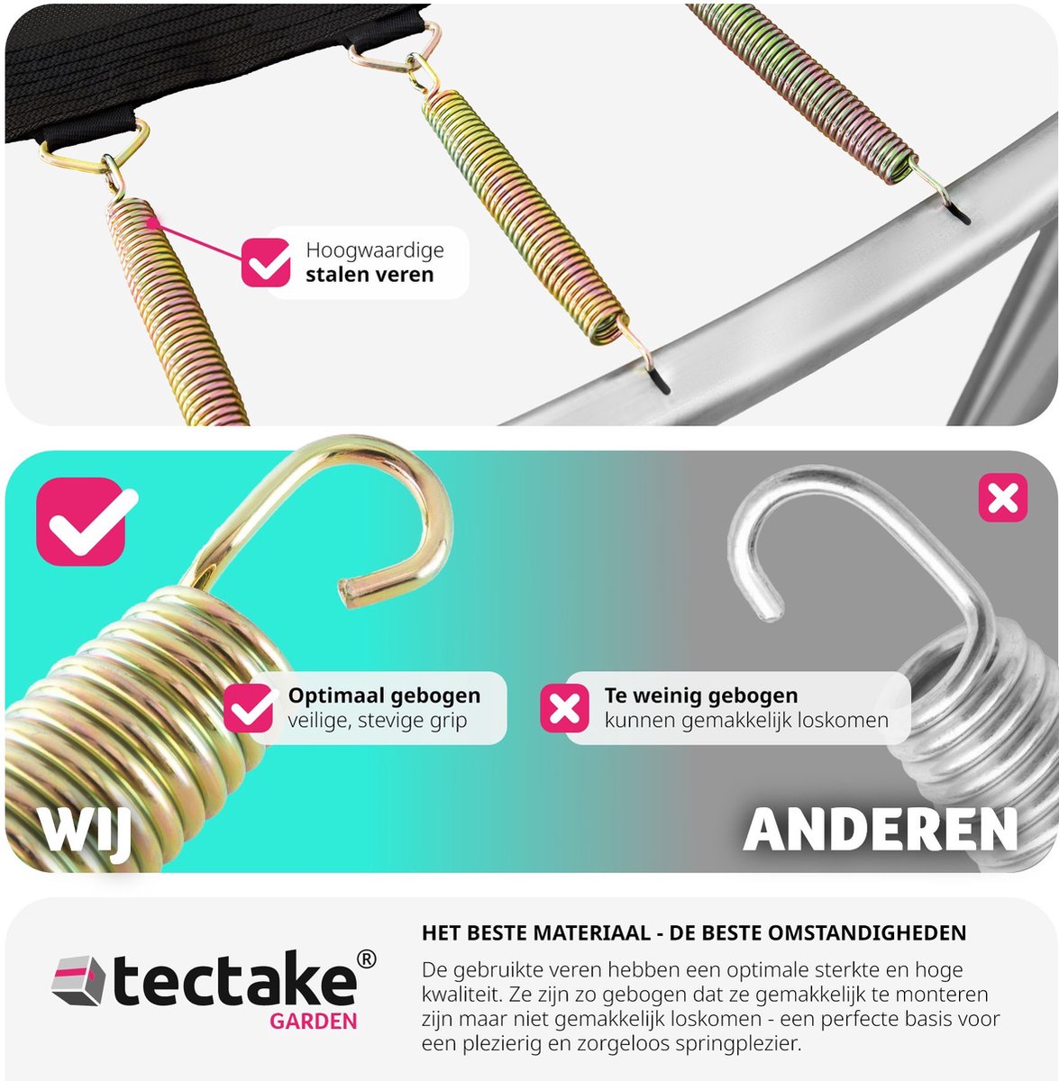 tectake® Trampoline - 427 cm - TÜV-geteste Kindertrampoline met Veiligheidsnet - Buitenspeelgoed - Sporttrampoline - Speeltoestel voor in de Tuin — afbeelding 11