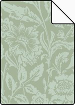 Proefstaal ESTAhome behangpapier vintage bloemen vergrijsd mintgroen - 139428 - 26,5 x 21 cm