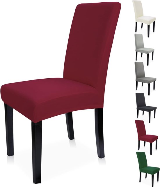 Rode stoelhoezen, set van 4, grote stretch stoelbekleding met onderinrichtingen, afneembaar, wasbaar, stoelhoezen voor schommelstoel, eetkamerstoelen, hoge rugleuning