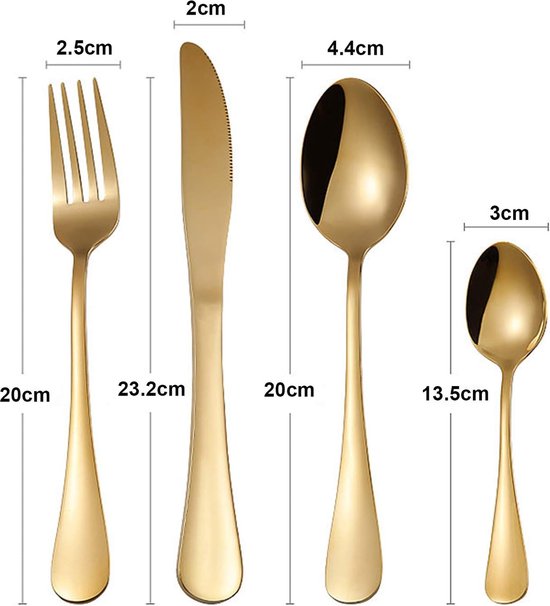 Couverts De Table,Lot De 24 Couverts En Acier Inoxydable, Set De Couverts Avec Fourchette