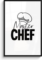 Fotolijst inclusief poster - Posterlijst 80x120 cm - Posters - Masterchef - Kok - Eten - Eetkamer - Foto in lijst - Keuken decoratie muur - Wanddecoratie accessoires - Muurdecoratie - Schilderijen