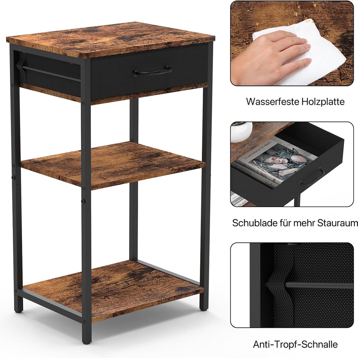 Fenge 3-laags printerstandaard met Pegboard, verstelbare plank, opbergrekorganizer, rollende printertrolley met afsluitbare wielen voor thuiskantoor Fenge 3-laags printerstandaard met Pegboard, verstelbare plank, opbergrekorganizer, rollende printertrolley met afsluitbare wielen voor thuiskantoor