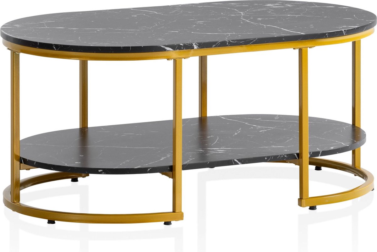 Modern Tafelkleed Zwart Goud Marmerstructuur 100 X 140 Cm Wasbaar