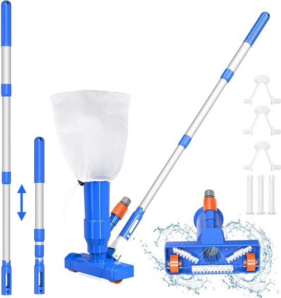 40 inch draagbare zwembad spa vijver mini jet onderwater stofzuiger met verstelbare 3 stuk uitbreidbaar step-up dikker telescopische paal borstel tas universele fit handgreep - Opblaasbaar zwembad accessoire