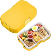 Lunchbox voor kinderen, bento dozen, voedselopslagcontainer met 6 vakken voor kinderen, volwassenen, werk, school, geschikt voor magnetron en vaatwasser (geel)