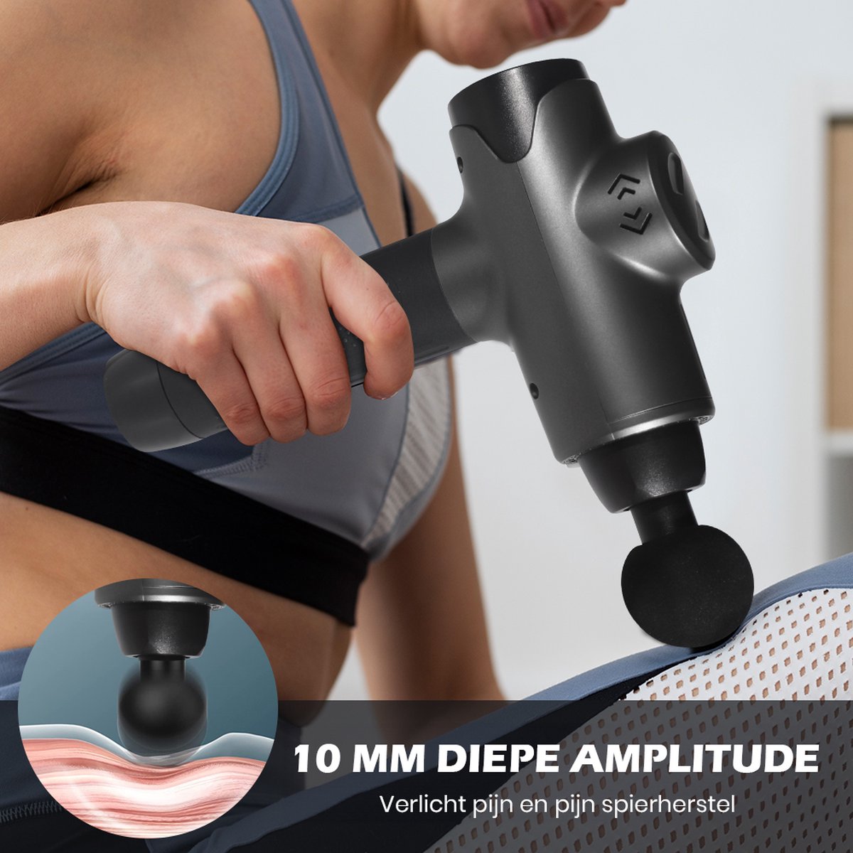 Afbeelding 3 van MelYas Massage Gun - 12 opzetstukken - Massage Pistool - Massage Pistool + Massagebal - Massage Apparaat - Massage - Relax - Sport Massage Apparaat - Massageapparaat - Incl. Massagebal - Massage Gun Professioneel - Sport - Touchscreen