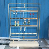 Allernieuwste.nl® Draaiend Oorbellenrekje Sieradenrekje Oorbellen Display Sieraden Organizer - 80 oorbellen HOUTEN VOET - Draaibaar ROTEREND - Kleur GOUD