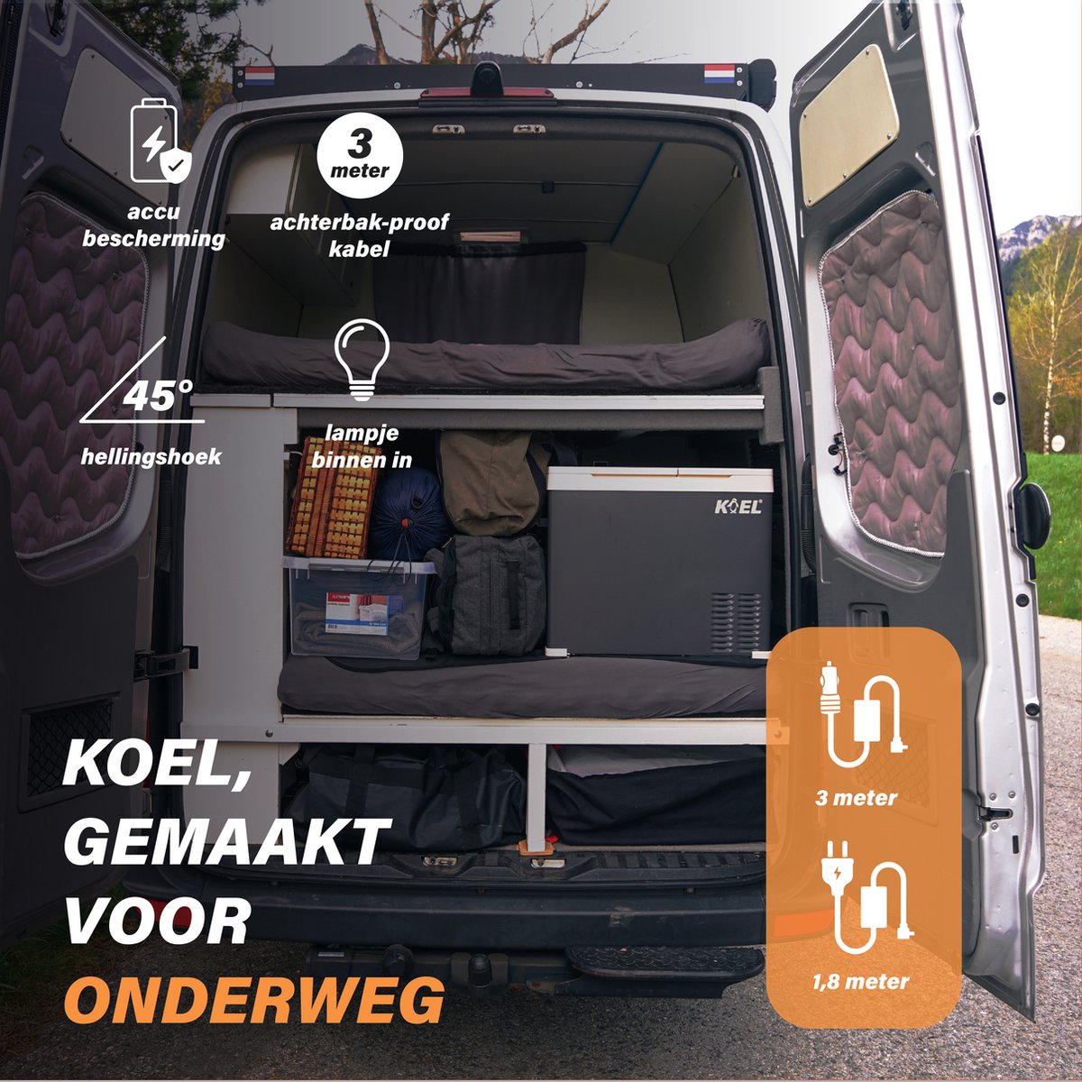 KOEL Crate Dual 38L - Elektrische Compressor Koelbox met App-bediening - 12V Auto Accu en 220V/230 Volt - Dual Zone Frigobox voor Camping - Koelkast & Vriezer tot -20°C – foto 5