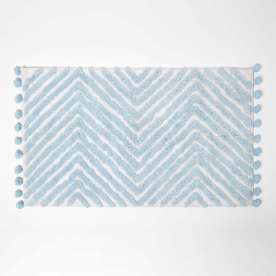 Homescapes badmat lichtblauw met zigzagpatroon - badmat 50 x 80 cm