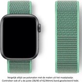 Spearmint / Mint / Groen Nylon Horloge Band voor Apple Watch 1, 2, 3, 4, 5, 6, 7, 8, SE & Nike+, 42mm, 44mm & 45mm "Mannenbreedte" Series - Zacht Geweven Nylon - 42 mm, 44 mm en 45 mm - Maat: zie maatfoto