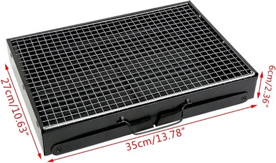Barbecue Houtskool - Opvouwbare BBQ - Compact - Inklapbare Grill Met Rooster - Camping - Tafel - Strand - Zomer - Picknick - Rechthoekig - Roestvrij Staal - Zwart - 35x27x20 cm — afbeelding 5