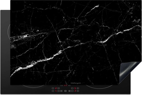 KitchenYeah® Protection plaque induction 83x52 cm - Noir - Blanc - Marbre - Protege plaque de cuisson - Couvre plaque induction - Protecteur d'induction - Cuisine