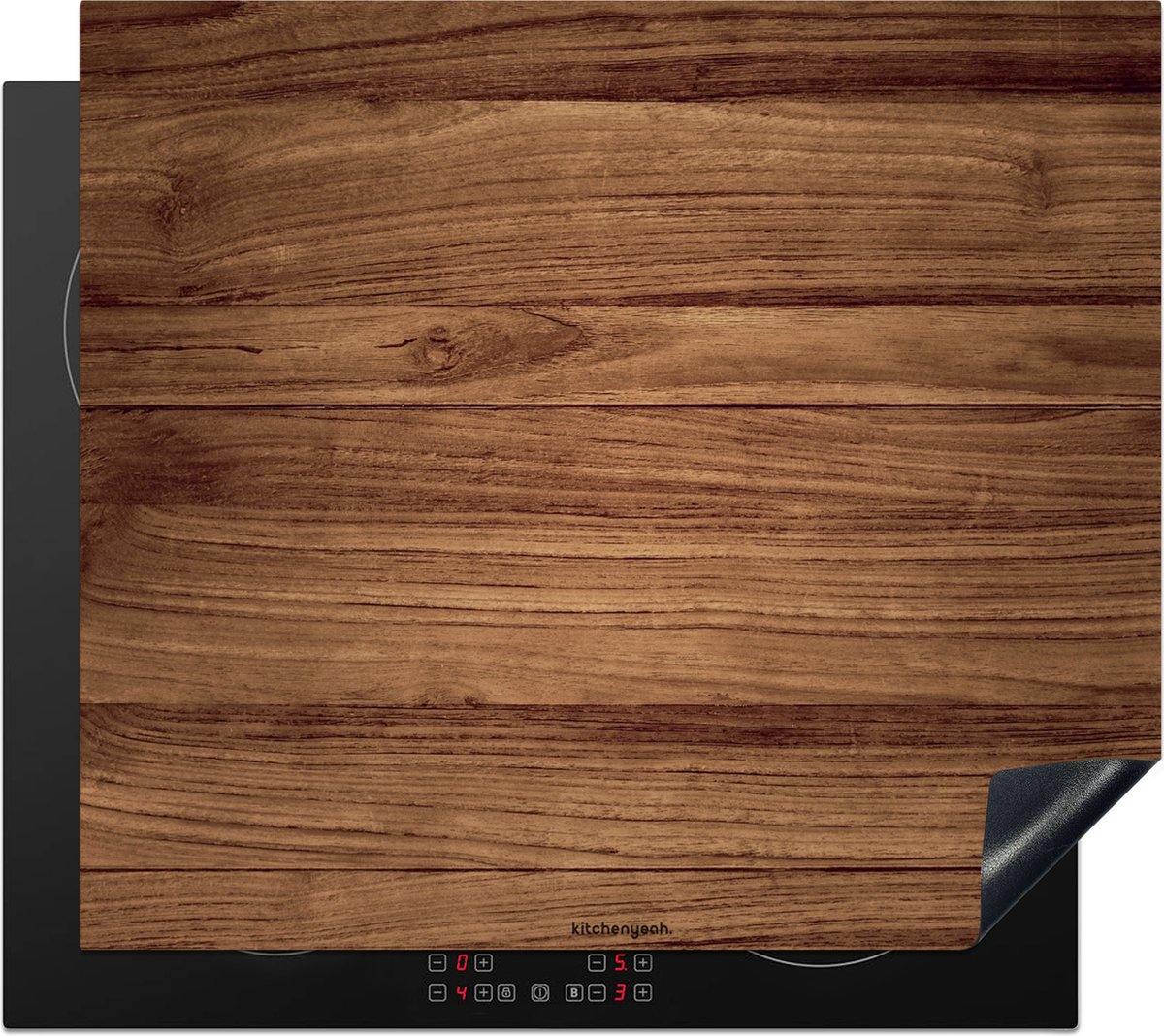 KitchenYeah® Inductie beschermer 59x51 cm - Bruin - Houtlook - Afdekplaat voor kookplaat - Inductieplaat mat - Beschermingsmat - Beschermplaat - Keuken bescherm decoratie - Afdek kookplaten