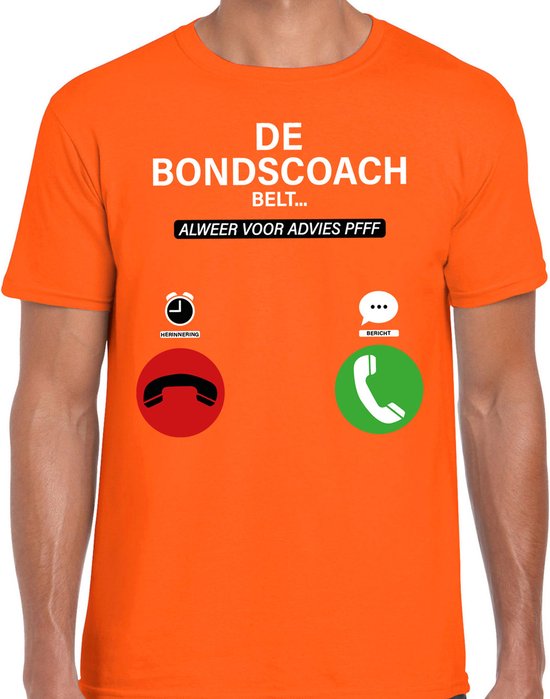 Bellatio Decorations Verkleed shirt voor heren - bondscoach belt - oranje - EK/WK voetbal supporter