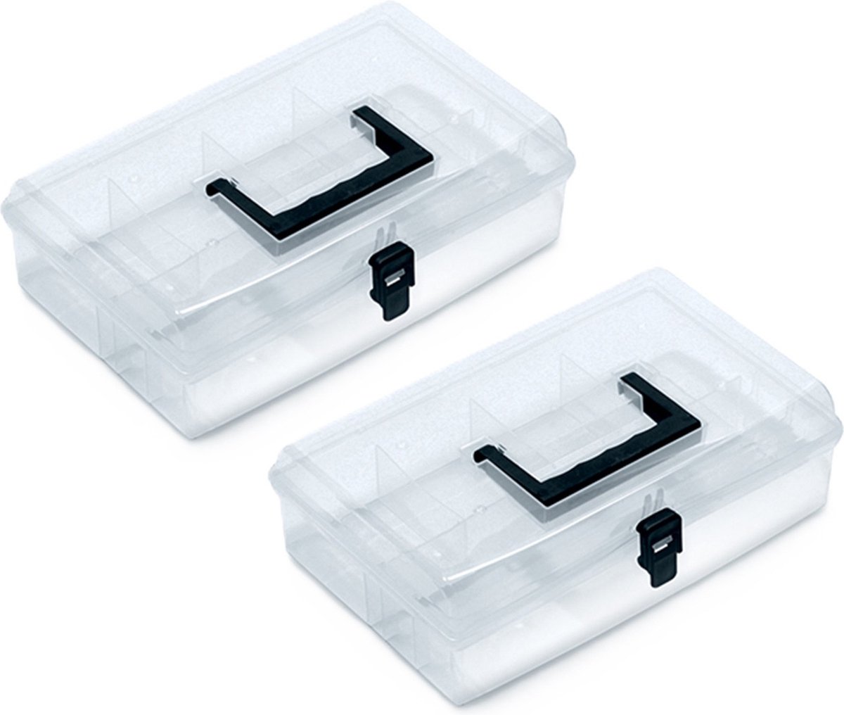 Kistenberg Sorteerbox koffer - 2x - 5 vaks - kunststof - transparant - 29 x 20 x 8.5 cm