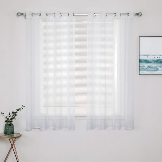 lichtdoorlatende gordijnen met linnenlook / transparante - transparent curtains set van 2 stuks , 145 x 140 cm