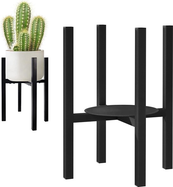 QWORK® Plantenstandaard Van Metaal – Verstelbare Breedte 20-30 Cm, Zwart, Geschikt Voor Binnen En Buiten, Eenvoudig Te Monteren