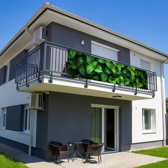 Balkonscherm 300x85 cm - Balkonposter Bladeren - Planten - Groen - Klimop - Balkon scherm decoratie - Balkonschermen - Balkondoek zonnescherm