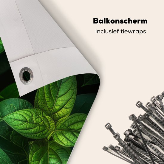 Balkonscherm 300x85 cm - Balkonposter Bladeren - Planten - Groen - Klimop - Balkon scherm decoratie - Balkonschermen - Balkondoek zonnescherm
