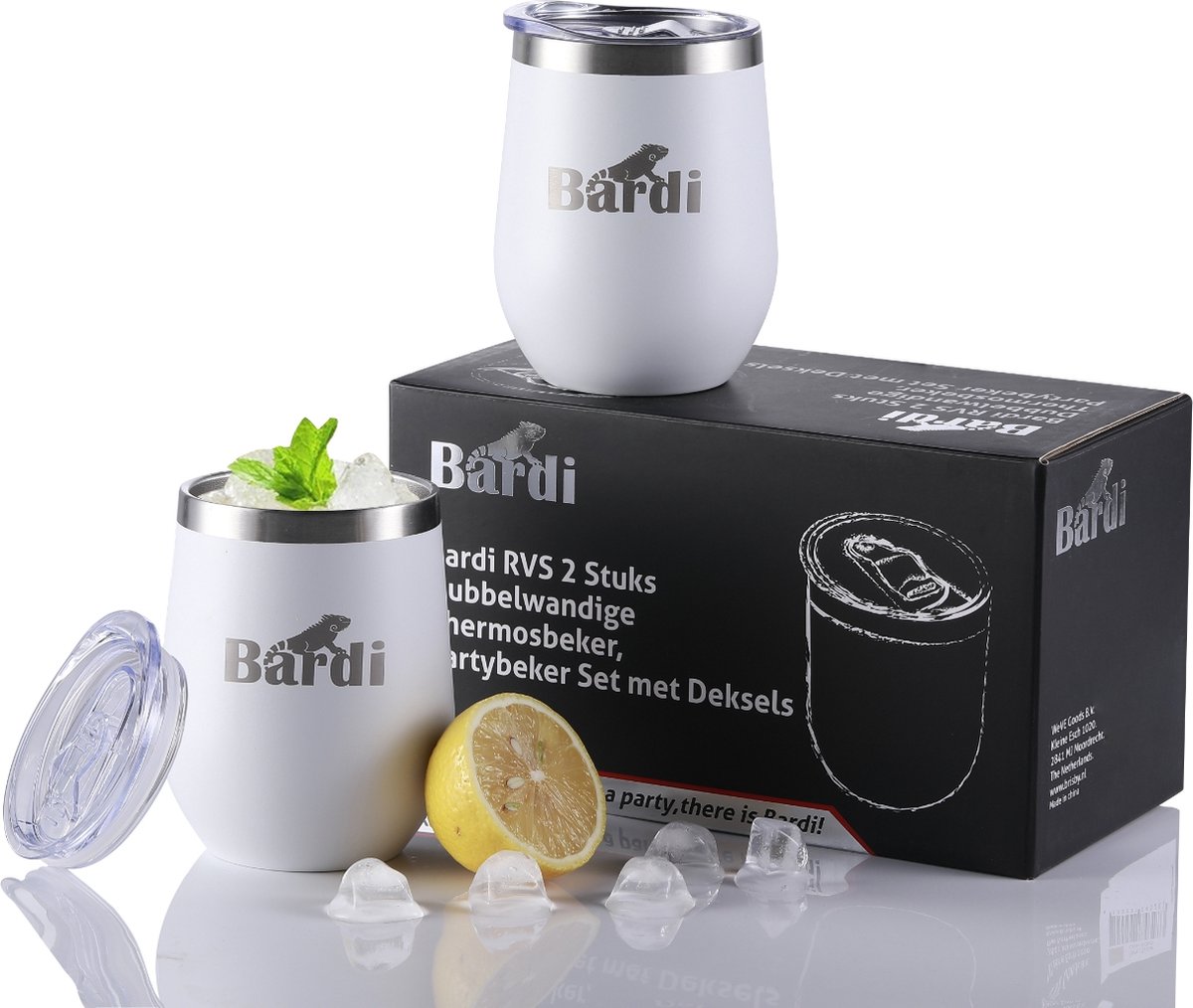Bardi Thermosbeker Set – Dubbelwandig – RVS – 360 ml – WIT
