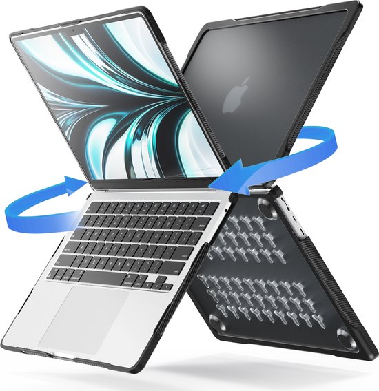 Mobigear Housse pour ordinateur portable compatible avec Apple MacBook Air 13" (2022-2024) Coque rigide pour ordinateur portable MacBook Case | Mobigear Antichoc Pro - Zwart - Modèle A2681