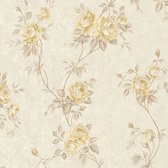 Bloemen behang Profhome 372262-GU vliesbehang licht gestructureerd met bloemen patroon mat beige bruin crèmewit 5,33 m2