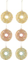 J-Line Boite De 6 Donut Suspension 2+2+2 Paillettes Verre Mix