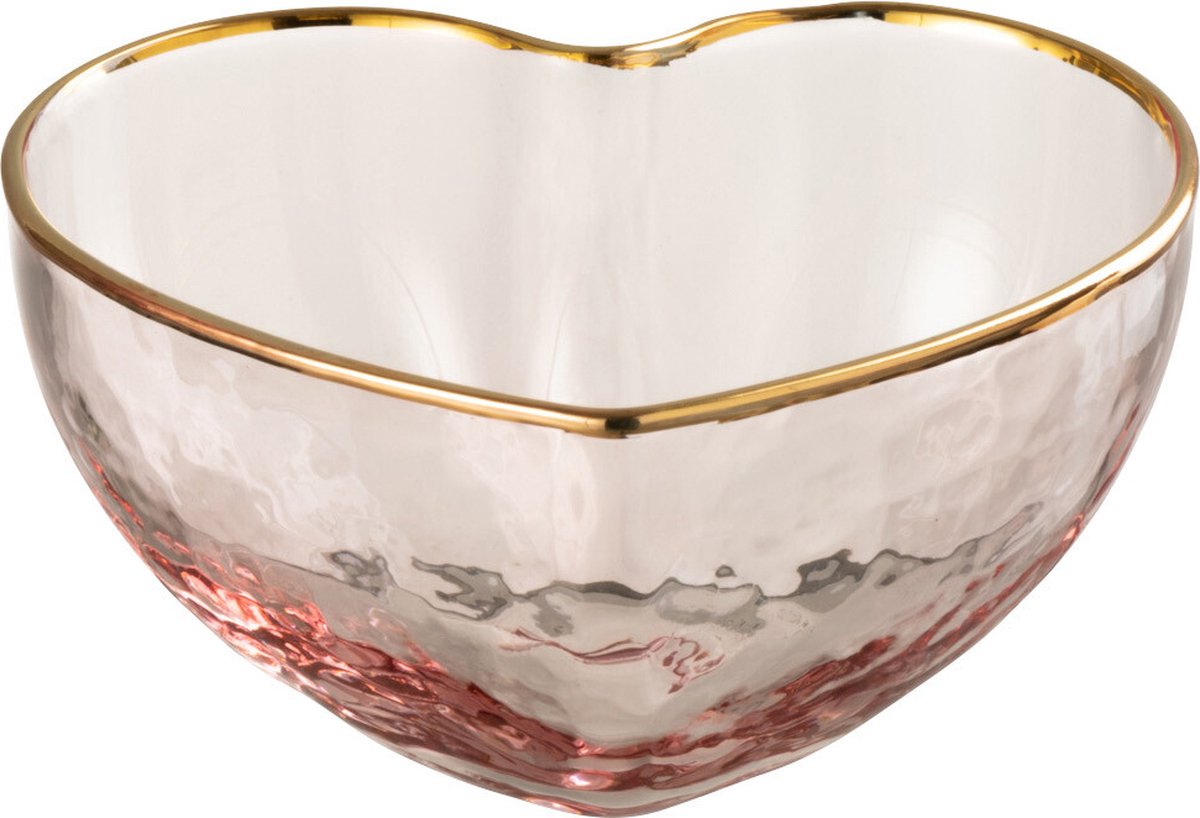 J-Line aperoschaaltje Hart glas goud roze