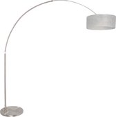 Stevige booglamp Sparkled | 1 lichts | grijs / staal / zilver | metaal / stof | Ø 50 cm kap | in hoogte verstelbaar tot 230 cm | vloerlamp / staande lamp | modern design