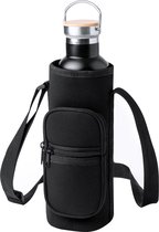 Flessenhouder - Flessendrager - Drinkfleshouder - Met schouderriem - 1,5 liter - Soft shell - Zwart