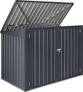 In And OutdoorMatch Container Ombouw Nera - Donkergrijs - 112-131x173x101cm - Weerbestendig - Met Deksel - Staal Verzinkt
