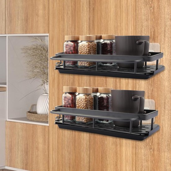 2 Porte-éponges Auto-adhésifs En Acier Inoxydable Noir - Range éponge, Brosse, Torchon Pour évier Cuisine Ou Salle De Bain - 8