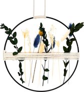 Gedroogde bloemenkrans, 25 cm metalen ring met gedroogde bloemendecoratie, hangende natuurlijke deurkrans, gedroogde bloemen, doe-het-zelf bloemenkrans, decoratie voor woonkamer, muur, raam, deurdecoratie