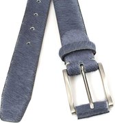 JV Belts Grijsblauwe hair-on riem unisex - heren en dames riem - 3.5 cm breed - Grijs - Echt Pony Skin - Taille: 110cm - Totale lengte riem: 125cm